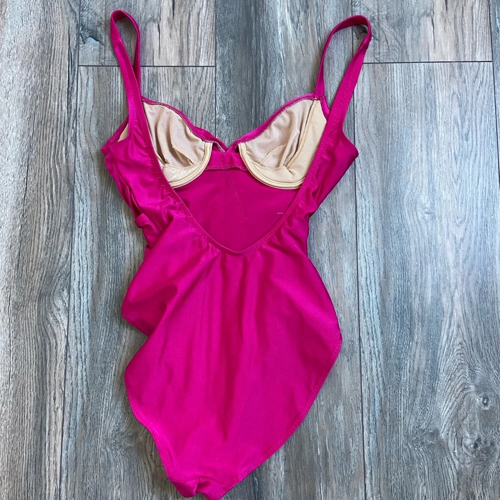 VINTAGE 80s High Leg BARBIE Pink One Piece Swimsuit